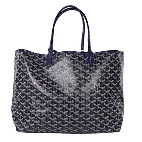 goyard saint louis tote navy blue tan straps|maison goyard tote bag.